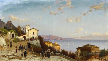 Hermann David Salomon Corrodi Painting - villaggio di montagna sulla costa ligure Hermann David Salomon Corrodi orientalist scenery